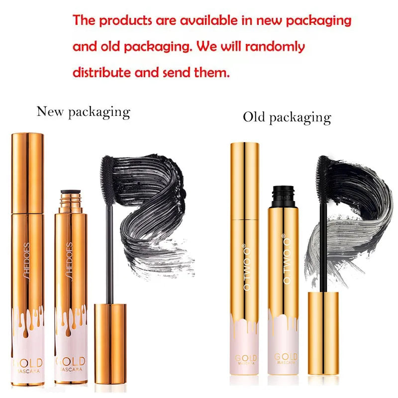 3D Mascara Eyelashes Lengthening Black Lash Eyelash Extension Eye Lashes Brush Beauty Makeup Long-Wearing Gold Color Mascara