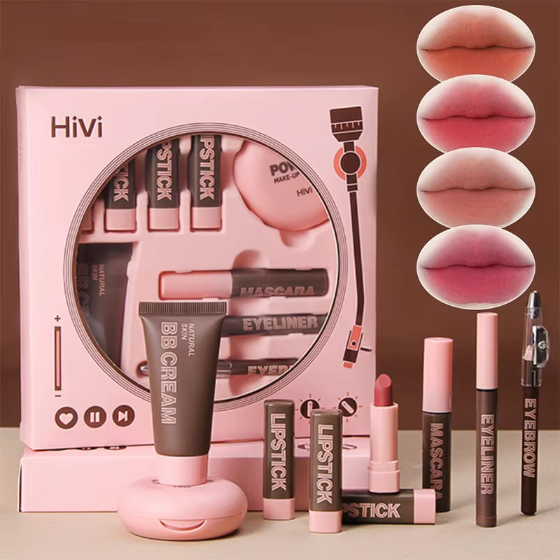 Hivi Makeup Gift Box Powder Glue Record Limited Lipstick Powder Makeup Gift Box Set Valentine'S Day Gift for Your Wife