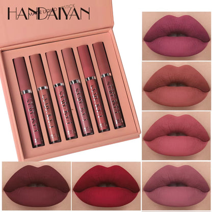 Set of 6 Nonstick Cup Liquid Lipstick , Long-Lasting Lip Gloss Gift Box – Matte Finish Lip Gloss, Resistant to Fading